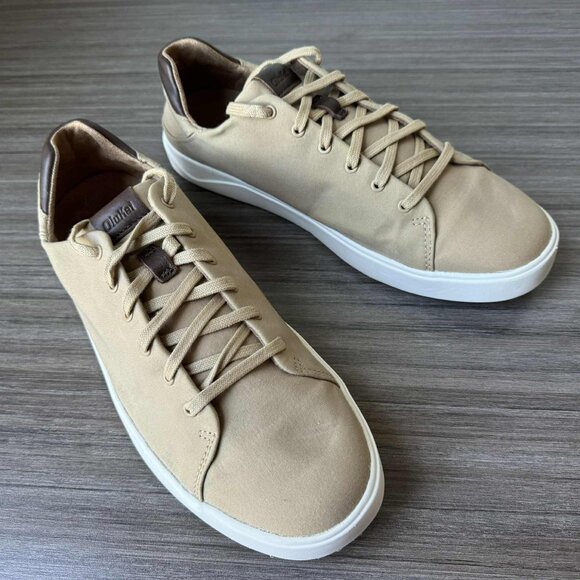 OluKai Lae‘ahi Lī ‘Ili Canvas Sneakers Shoes Size 9 $140 in Khaki - Picture 1 of 12